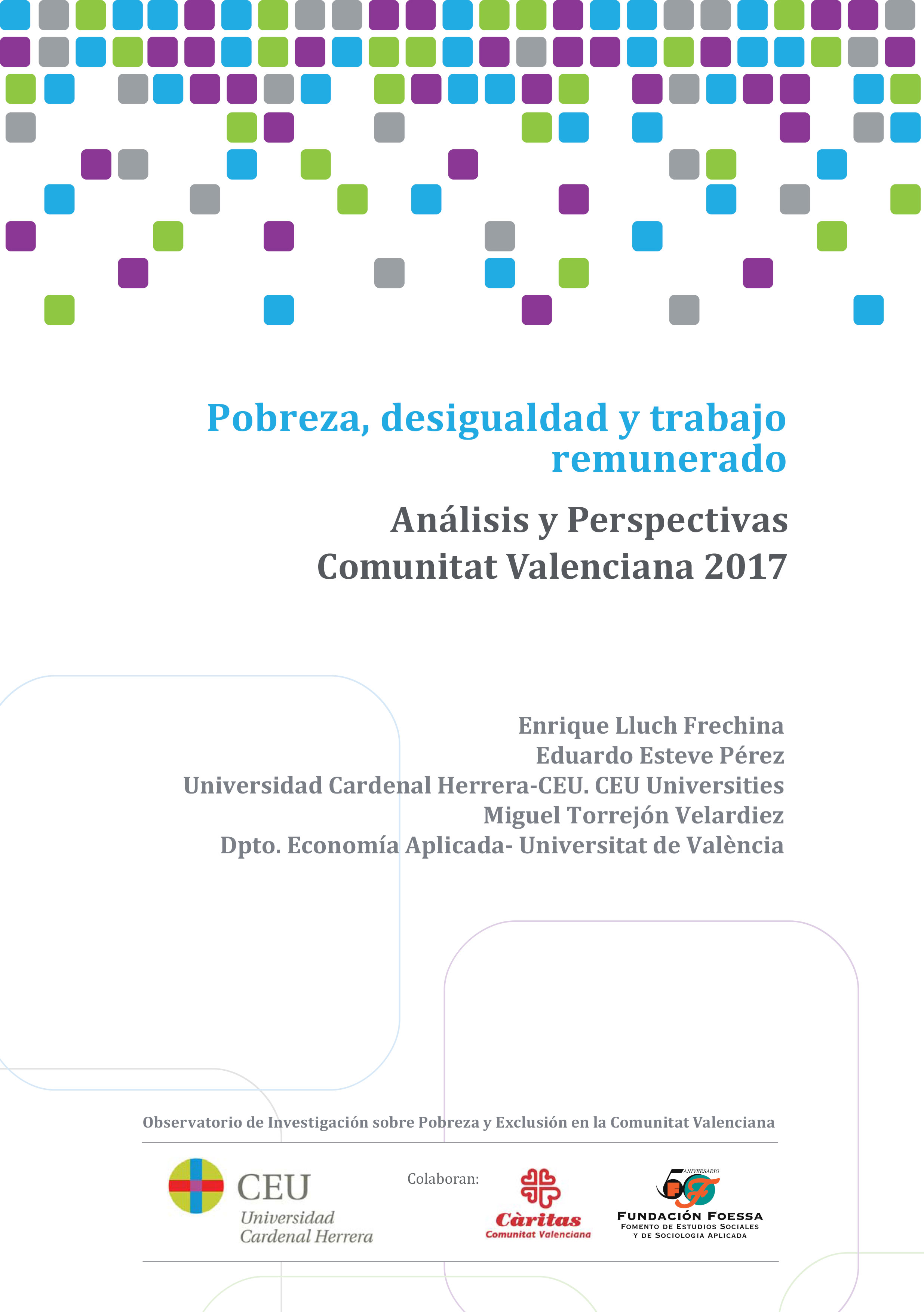 Portada Informe Observatorio de la pobreza de la Comunitat Valenciana 2017.