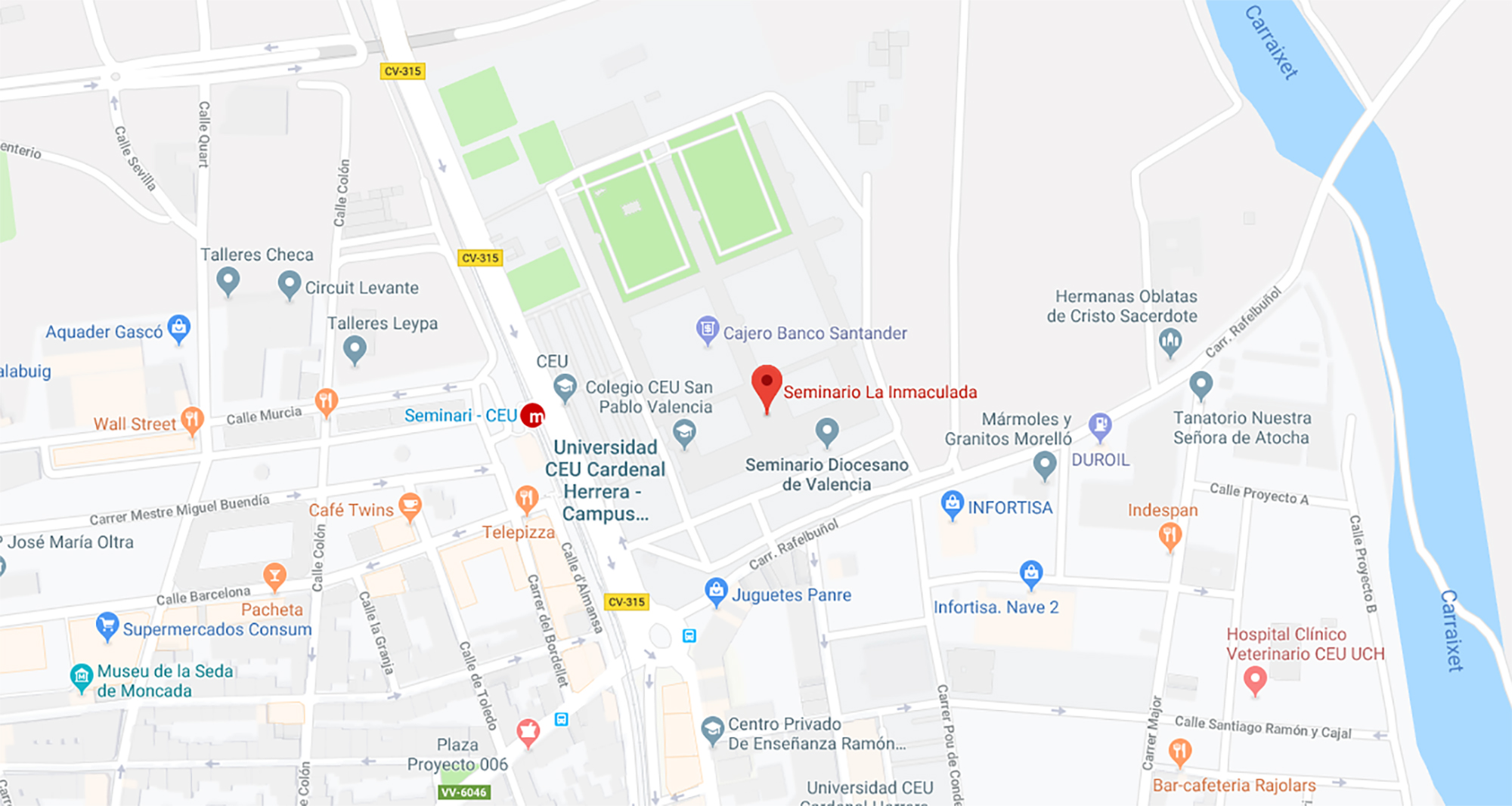 Mapa Seminario Mayor de la Inmaculada, Moncada.