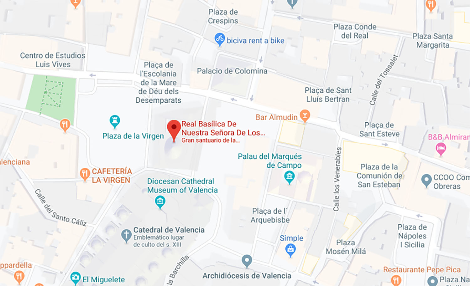 Mapa de la Basilica de la Mare de Déu.