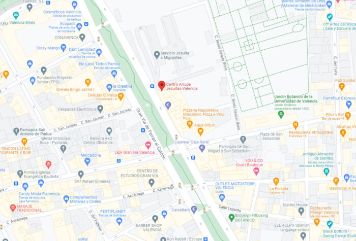 Mapa Centro Arrupe Valencia.