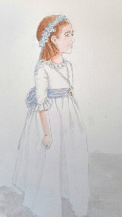 Paula de comunión. Ilustración: Mª José Varea.